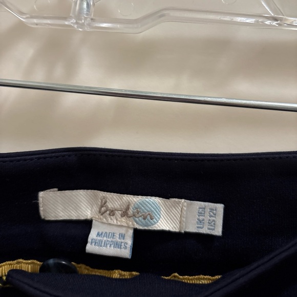 Boden Sz 12L Navy Blue Straight Ankle Pants Trousers Stretch Chino Flat Front - Picture 2 of 3